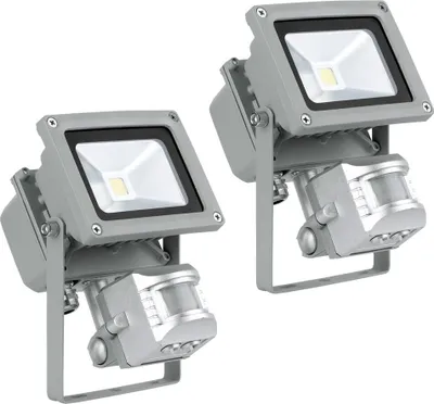Produktbild von 2er Set 10 Watt LED Wand Bau Strahler Fluter Außen Leuchten IP44 Bewegungsmelder Lampen