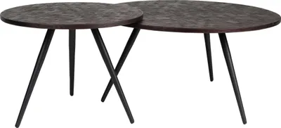 Produktbild von Housecraft Living Webster Couchtisch und Beistelltisch rund aus Teakholz braun – Set mit 2 Stück