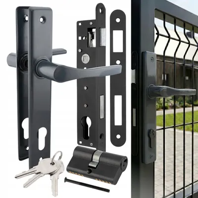 Produktbild von NATI-Set für Torgriff 90 Anthrazit Schloss 90/22 Zylinder 30/30