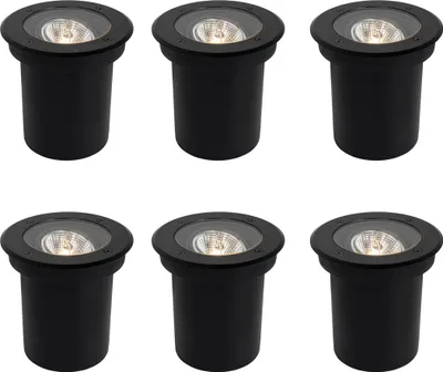 Produktbild von Set mit 6 Modernen Außen Bodenscheinwerfern Schwarz AR70 Einstellbar IP65 Delux