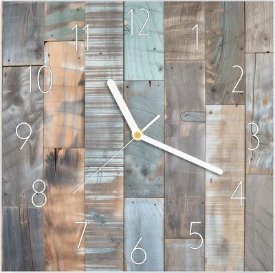Produktbild von Wanduhr aus Glas mit Motiv Holzplanken Vintage- 30 x 30 cm - inkl. Aufhängesystem