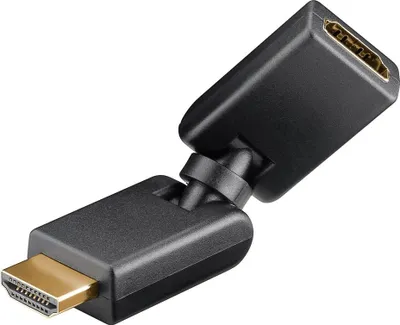 Immagine prodotto di Goobay 51721 Adattatore HDMI™ 180°, placcato oro, 1 pezzo in busta di plastica, nero - Presa HDMI™ (tipo A) > Spina HDMI™ (tipo A) 180°, angolata