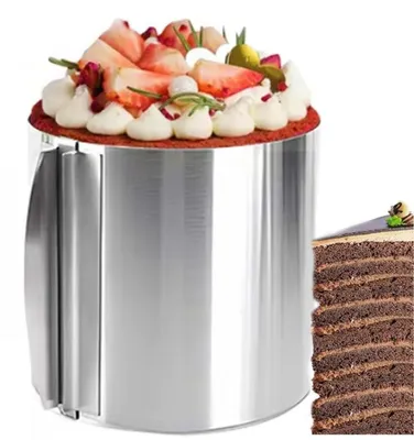 Obrázek produktu pro Forma na dort, nastavitelná výška 20 cm, nerezová ocel, průměr 16-30 cm