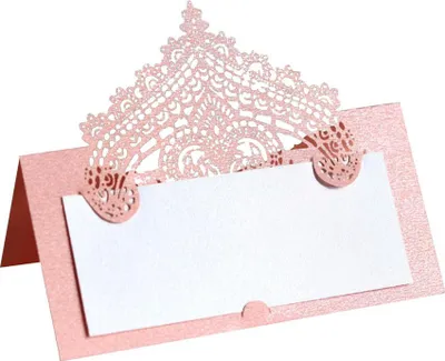 Image de 50 Feuilles 9cm Laser Cut Cartes De Table Pour La Décoration De Table, Crown Cutout Cartes De Nom Pour La Plage Mariage Fête Douche