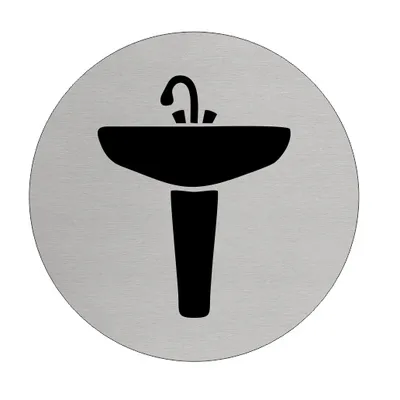 Produktbild von CombiCraft Aluminium Türschild 'Waschbecken' - Ø75mm mit 3M-Klebeband