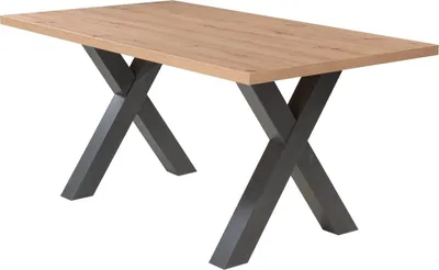 Produktbild von Esstisch - Asteiche Nachbildung - Schwarzstahl Nachbildung - 180 x 90 cm