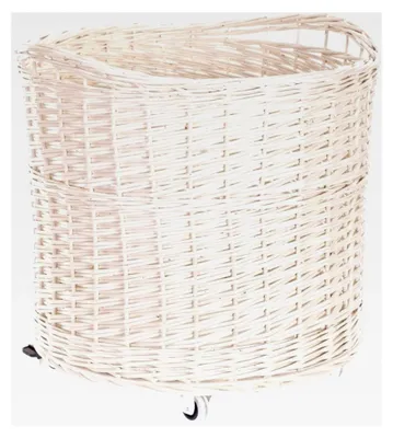 Produktbild von Wäschekorb aus Weide, runder Rollkorb für Wäsche und Spielzeug, beige, mit Rädern