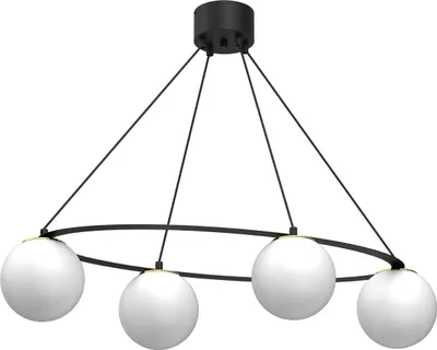 Zdjęcie produktu dla Lampa wisząca minimalistyczna czarna 4 białe szklane kule ze złotym Ballo 4xE27 15W Luminex