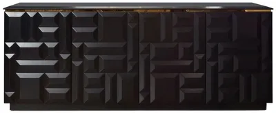 Immagine prodotto di Casa Padrino credenza nero opaco / oro 220 x 45 x h. 75 cm - Mobile nobile in legno massiccio a 4 ante - Mobili - Qualità lusso