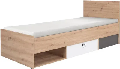 Produktbild von Bett KEVIN 11 90x200 Jugendbett mit Schubladen Eiche Artisan +Weiß + Graphit