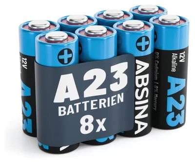 A group of A23 batteries packaged together.