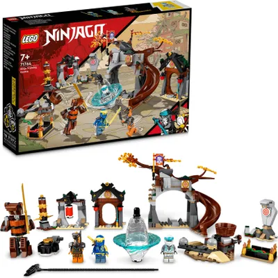 Produktbild von LEGO 71764 NINJAGO Ninja-Trainingszentrum mit Spinner-Spielzeug, Minifiguren Zane, Jay und Schlange, Meister des Spinjitzu