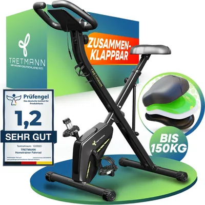 Produktbild von Neu Tretmann Hometrainer fahrrad Klappbar Set-extra bequem & leise- [RelaxFoam] bis 150KG Belastbar Ergometer fahrrad, Heimtrainer fahrrad, Ergometer Heimtrainer Senioren, Fitnessbikes, home trainer