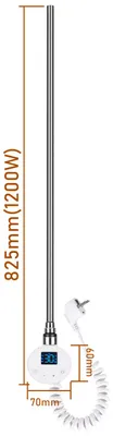 Immagine prodotto di Resistenza riscaldante per termosifoni da bagno, 1200W, smart, Wi-Fi, attacco G1/2, termostato da 5-70°C, timer 24 ore, colore bianco