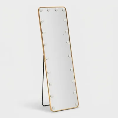 Zdjęcie produktu dla Lustro stojące w stylu Hollywood z oświetleniem LED, wymiary: 50x45x160 cm