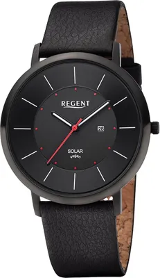 Zdjęcie produktu dla Skórzany zegarek męski Regent kwarcowy czarny skórzany pasek D2UR1114106