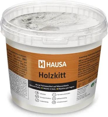 Produktbild von HAUSA Holzkitt 1 kg Grau Holzspachtelmasse, Kitt für Holz, Holzspachtel/Füllmasse zum Reparieren von Holzschäden gebrauchsfertig ausgezeichnete Füllkraft schnelltrocknend rissbeständig