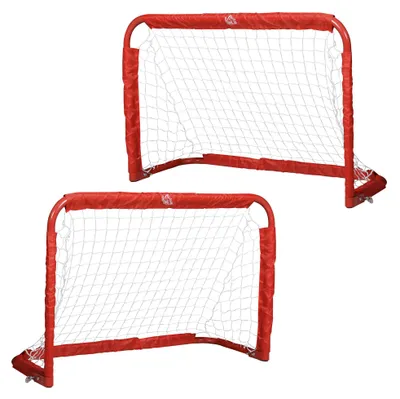 Produktbild von HOMCOM Fußballtore 2er Set Minitore Fußballnetz Faltbar Stahl Rot 90x36x60 cm