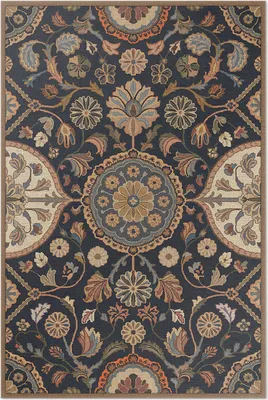 Produktbild von Pflanzenornamente dekoratives Vintage-Muster – Vinyl Fußmatte – 150x225 cm – Rutschfest, Pflegeleicht & Langlebig