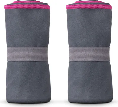 Produktbild von Mikrofaser Sporttuch 2er Pack - Pink - (40x80cm) mit Spanngummi, kompakt und leicht - als Reisehandtuch Urlaub - für Sport, Sauna, Fitness schnelltrocknend