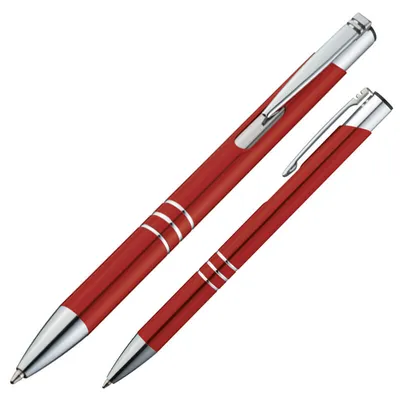 Produktbild von 10 Kugelschreiber aus Metall / Farbe: rot