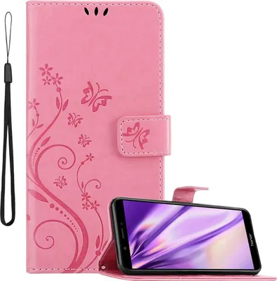 Produktbild von Cadorabo Hülle für Honor 7C / Huawei Y7 2018 Schutz Hülle in Rosa Schutzhülle Handy Hülle Etui Case Blumen Flower