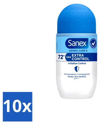Produktbild von 10 x Sanex Deo Roll-on Dermo Extra Control - 53 ml - Vorteilspackung - 10 Stücke
