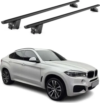 Produktbild von Dachträger Grundtäger für BMW X6 F16 2014-2019 100kg Aluminium Schwarz 2 tlg ABE