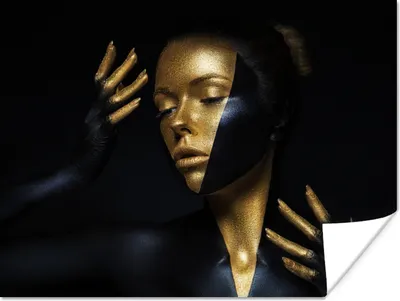 Produktbild von MuchoWow® Poster Make-up - Kunst - Frau - Luxus - Gold 120x90 cm - Wandbild