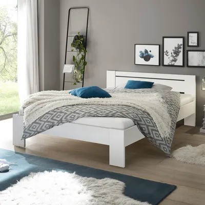 Produktbild von Bett "Cannes" in Weiß. Abmessungen (BxHxT) 145x71x204 cm