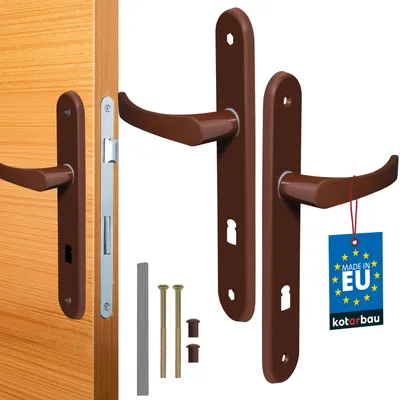 Produktbild von KOTARBAU® Türgriff 72 mm Links Rechts Buntbartschloss Braun Türgarnitur Türbeschlag Türdrücker Türklinke Drückergarnitur Zimmertür Langschild Alu