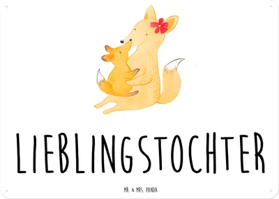 Produktbild von Mr. & Mrs. Panda Wandbild Fuchs Mama DIN A3 - Weiß - Geschenk, Schoß, Deko Metallschild, wandtafel, Schild, Tochter, tafel, Muttertag