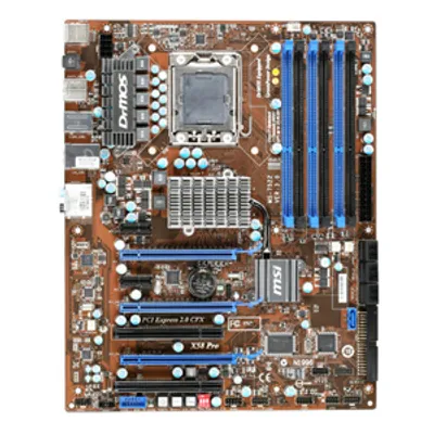 Produktbild von MSI X58 PRO-E, 1, 5V, 24 GB, Intel, Socket B (LGA 1366), 10/100/1000 Mbps, Realtek RTL8111C