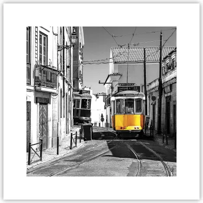 Produktbild von Poster - Poster ohne Rahmen - Straßenbahn Portugal Lissabon - 30x30 cm - Wand Bild - Wanddeko - Wandbilder - Kunstposter - Wandposter - Bilder - Kunstdruck - Wanddekoration - P2XAC30x30-4977