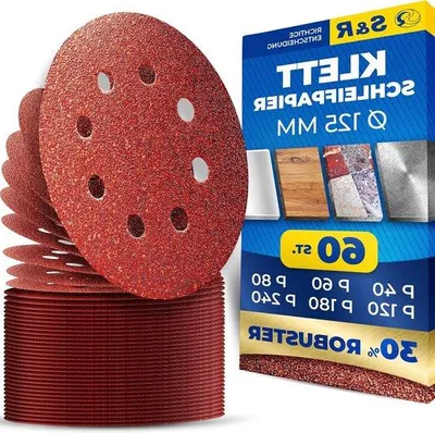 Produktbild von Famanu Schleifpapier Set 125 mm 60 Stück - P40 P60 P80 P120 P180 P240