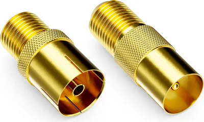 Produktbild von deleyCON SAT Adapter Set F-Stecker zum Antennenkabel F-Kupplung Koax-Kupplung F-Buchse auf 1x IEC Antennenstecker und 1x IEC Antennenbuchse