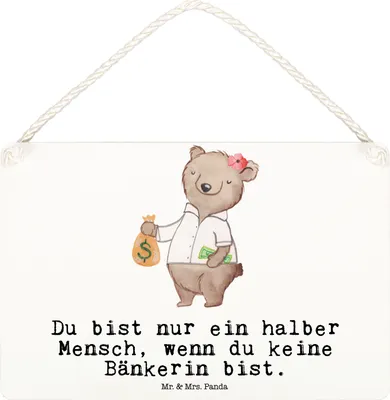 Produktbild von Mr. & Mrs. Panda Schild Bänkerin Herz DIN A6 - Weiß - Geschenk, Spruch, Lustig, Witzig, Bankangestellte, Wandbild Holz, Holzschild, Ausbildung, kleine aufmerksamkeit
