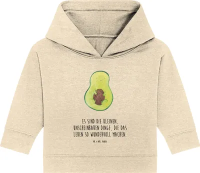 Produktbild von Mr. & Mrs. Panda Organic Baby Hoodie Avocado Kern 24. - 36. Monat - Natural Raw - Geschenk, Kapuzenshirt, Wunder, Pflanze, Kapuzensweatshirt, Liebe, Spruch Leben
