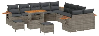 Immagine prodotto di Set divano da giardino vidaXL, 13 pezzi, grigio, in polyrattan