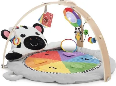 Produktbild von Baby Einstein Zen Le Zebre Spielmatte mit Spielbogen aus Holz, Multisensorische Spielzeuge, STEAM Spiegel, Baby Geschenk 0M+
