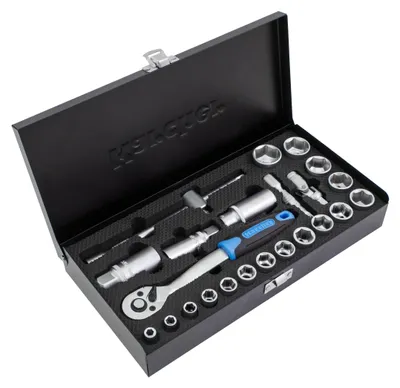 Produktbild von Karcher Steckschlüsselsatz 24-teilig 3/8" - hochwertiger Ratschenkasten mit Werkzeug aus Chrom Vanadium