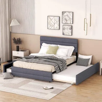 Obrázok produktu pre Šedá platforma 140 x 200 s funkciou dvojposteľového lôžka a dvoma zásuvkami