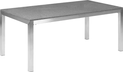 Obrázok produktu pre BELIANI Záhradný jedálenský stôl sivá žulová doska 180 x 90 cm pre 6 osôb strieborné nohy z nehrdzavejúcej ocele