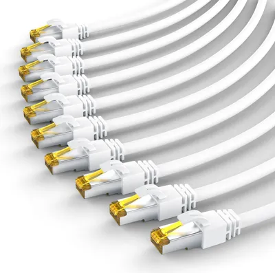Produktbild von Primewire 10x LAN-Kabel CAT.7, RJ-45 (Ethernet), Gigabit Ethernet S/FTP Netzwerkkabel, 10000 Mbit/s, Patchkabel - 0,5m
