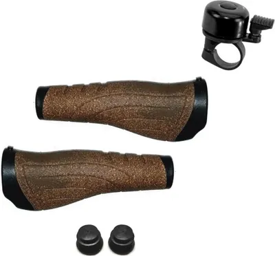 Produktbild von Fahrradenkergriffe Lenkergriffe LL Griffe lang/lang 135/135 mm in braun inkl. 1 x Fahrradklingel