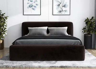Produktbild von Polsterbett  LUMO-OM 90x200 cm mit Bettkasten und Lattenrost. Farbe: Dunkelbraun.