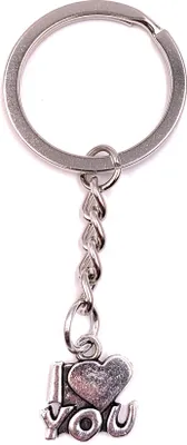 Produktbild von Onwomania Schlüsselanhänger I liebe Dich Valentinstag Silber Metall Anhänger Charm