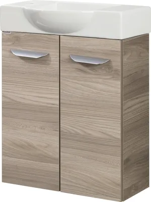 Produktbild von Fackelmann SBC LUXOR Gäste WC Set 2-teilig 55 cm, Braun hell, 2 Türen, Keramik Hahnloch links