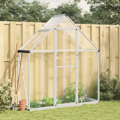 Produktbild von Gewächshaus mit Fundamentrahmen aus Aluminium und Polycarbonat, 169 x 58 x 195 cm, 4 mm Platten, Lüftungsfenster, Regenrinnen, für Garten, Balkon und Terrasse