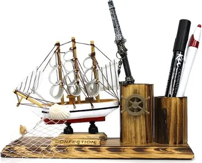 Produktbild von Segelschiff mit Stifthalter Schreibtischorganizer Schreibtischständer Maritim